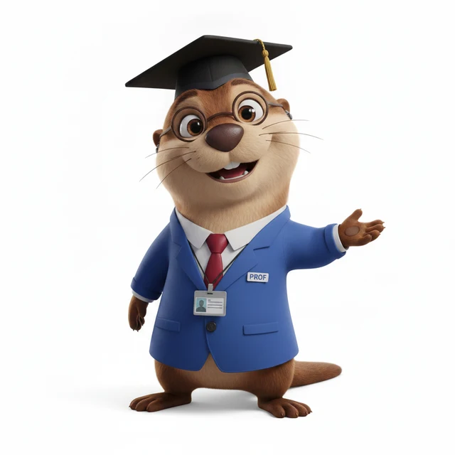 Professor Ollie the otter, presenting